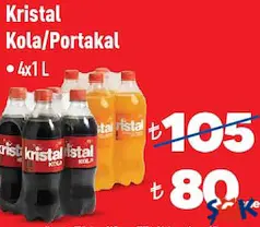 KRİSTAL KOLA/PORTAKAL 4X1 L fiyat ve kampanya bilgisi